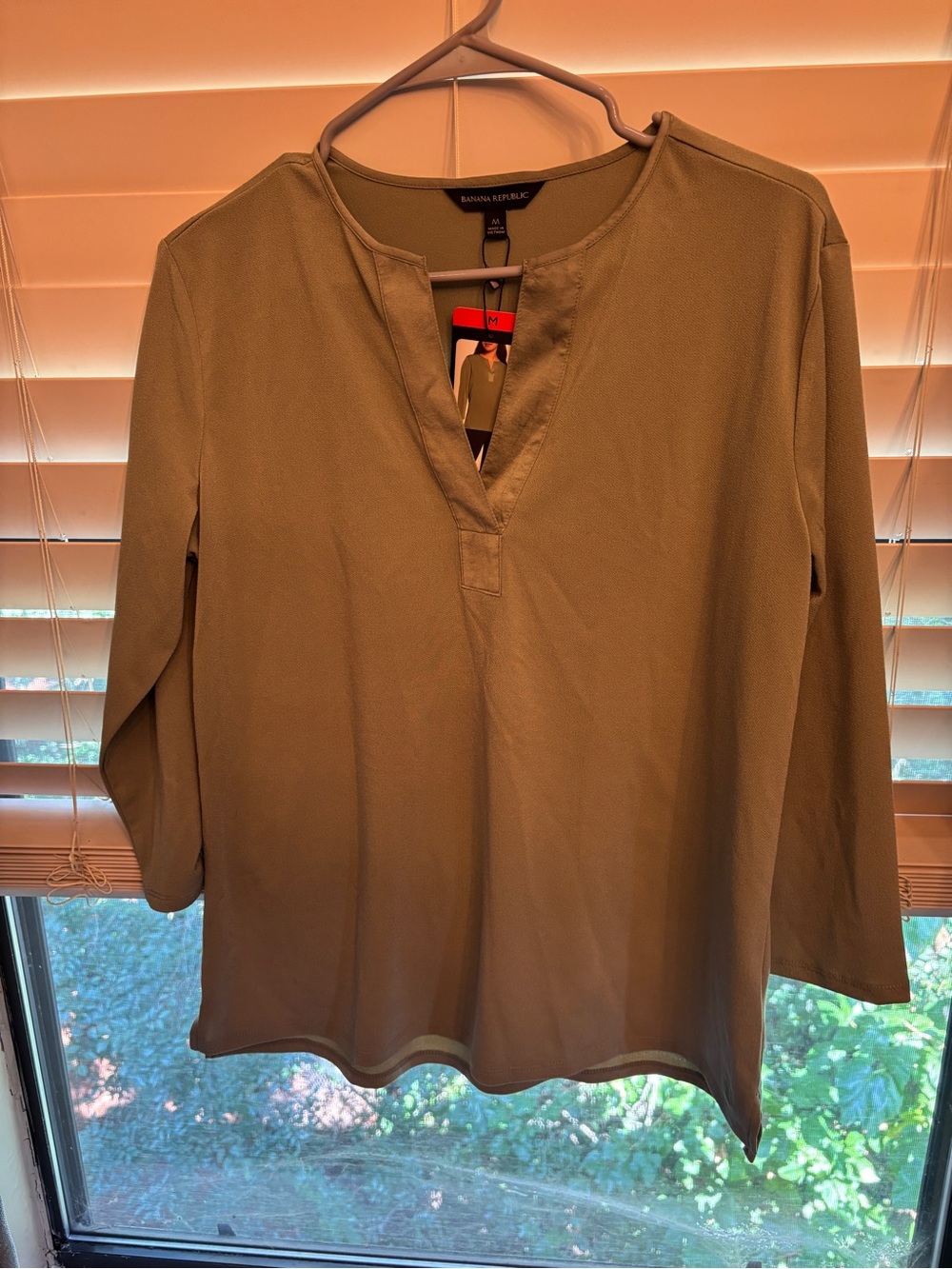 Banana Republic Olive Tunic Top with V-Notch
